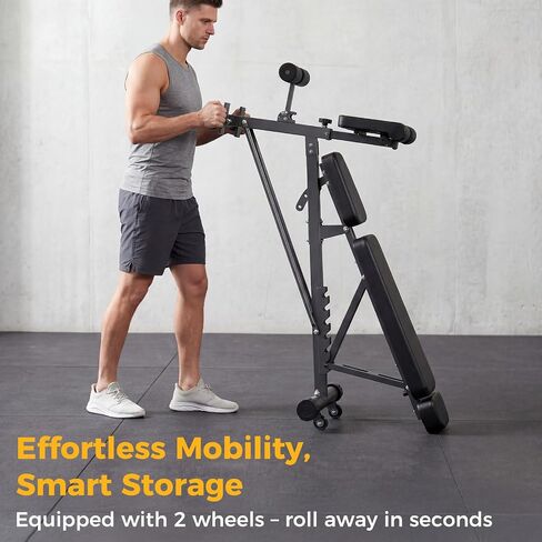 NEWBULIG Adjustable Weight Bench for Home Gym, 660 LBS Workout Bench Press | Flat Incline Decline Sit Up Foldable Work Out Press Chest Machine with Leg Extension, Preacher Pad & 2 Wheels in Kuwait
