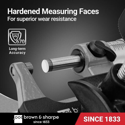 مقياس ميكرومتر خارجي من Brown & Sharpe 0–1 بوصة، أدوات ميكانيكية ميكرومترية دقيقة، تخرج 0.001 بوصة، وجوه قياس كربيد، توقف السقاطة، غلاف كروم ساتان لقياس موثوق وقراءة واضحة in Kuwait