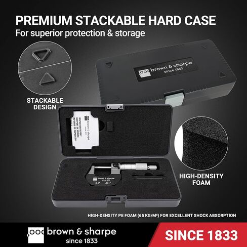 مقياس ميكرومتر خارجي من Brown & Sharpe 0–1 بوصة، أدوات ميكانيكية ميكرومترية دقيقة، تخرج 0.001 بوصة، وجوه قياس كربيد، توقف السقاطة، غلاف كروم ساتان لقياس موثوق وقراءة واضحة in Kuwait
