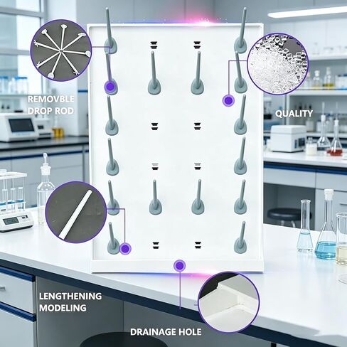 Laboratory Equipment Drying Rack, Mobile Laboratory Drying Rack, Detachable Drip Rod, Distance Between The Drip Rods is 9.5cm, for Research Institutes in Kuwait