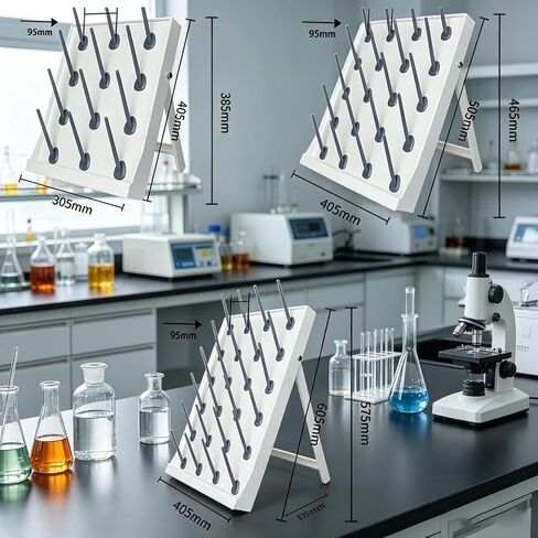 Laboratory Equipment Drying Rack, Mobile Laboratory Drying Rack, Detachable Drip Rod, Distance Between The Drip Rods is 9.5cm, for Research Institutes in Kuwait