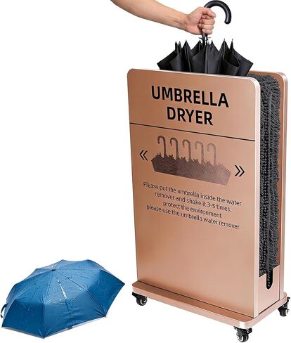Umbrella Dryer Stand, Commercial Umbrella Rainwater Remover Drying Machine with Wheels, Umbrellas Rack Water Absorbing with 3L Water Tray & Absorbent Pads, for Hotels, Malls, Bank, School in Kuwait