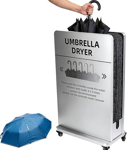 Umbrella Dryer Stand, Commercial Umbrella Rainwater Remover Drying Machine with Wheels, Umbrellas Rack Water Absorbing with 3L Water Tray & Absorbent Pads, for Hotels, Malls, Bank, School in Kuwait