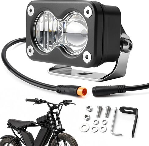 Electric Bike Headlight Kit，20W 6000-6500K, 2000LM Waterproof 3-Pin Plug & Play,Mount Bracket Included, Compatible with Ridstar Q20/Q20 Lite/Q20 Pro/Motorcycle/Truck/ATV/UTV/SUV/Boat in Kuwait