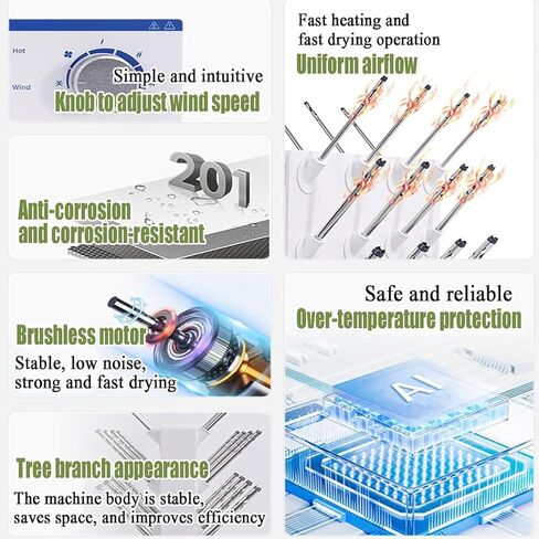 Lab Electric Drying Rack, Test Tube Bottle Drying Machine with 12 Duct, Adjustable Temperature 0~85℃ and 0~1H Timing, Dry Evenly, No Residual Water Stains, for Glass Test Tube in Kuwait