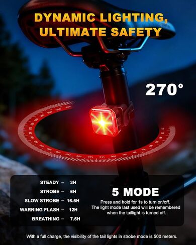 WSDCAM Bike Lights for Night Riding, 5 Modes Bike Rear Light for Cycling Safety, Rechargeable Front and Back Light, IP64 Waterproof Bright LED, Bike Headlight and Taillight, Scooter Light Kid Adult in Kuwait