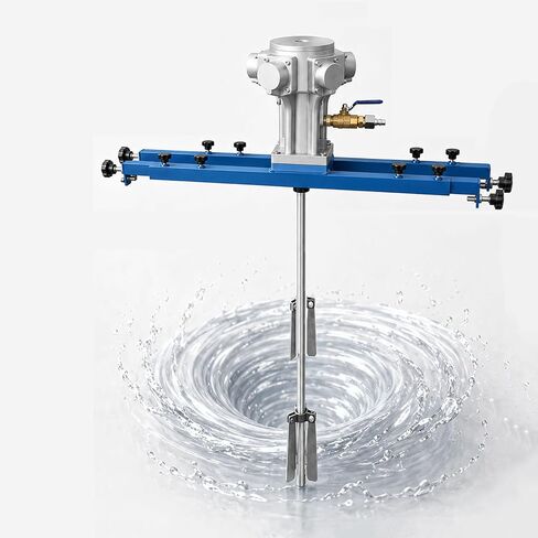 Pneumatic IBC Tote Mixer, 1 HP Air-Powered Agitator, 0-1300 RPM Industrial Mixer with 28.3-47.2 in Adjustable Crossbar, 304 Stainless Steel Shaft & 9.84 in Impeller for 1-5000 cP Material Viscosity in Kuwait