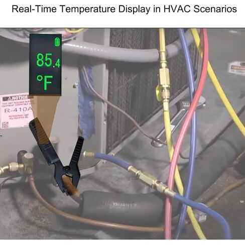 Clamp On Wireless Temperature Probe – High Accuracy Pipe Thermometer Meter for HVAC, Refrigeration & AC Systems, Range -58°F to 302°F, Battery-Powered, Easy-Read Display with Backlight in Kuwait