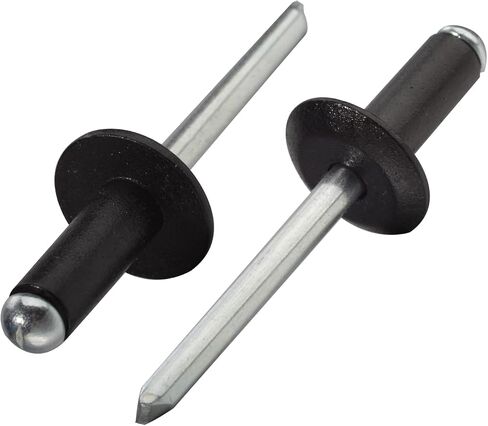 Linkup 60pcs pack 1/4" x 1/2"Black Large flange Pop blind Rivets,Large Head aluminum rivets,6.4mm x 13mm black pop rivets,Aluminum Body Steel Mandrel Rivets in Kuwait