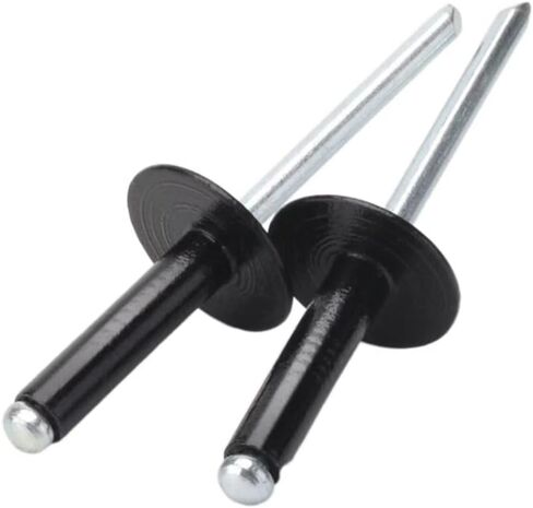 Linkup 60pcs pack 1/4" x 1/2"Black Large flange Pop blind Rivets,Large Head aluminum rivets,6.4mm x 13mm black pop rivets,Aluminum Body Steel Mandrel Rivets in Kuwait