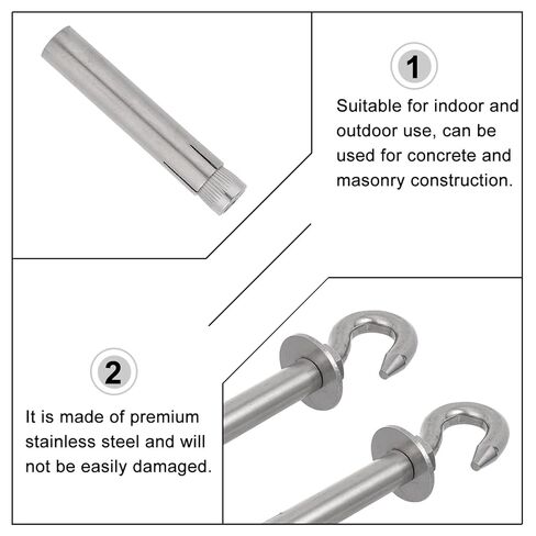 TEHAUX 2pcs Stainless Steel Expansion Hooks Heavy Duty Swing Hangers Large Load-Bearing Capacity and Simple Operation for Canopy and Air Conditioning Fixation in Kuwait