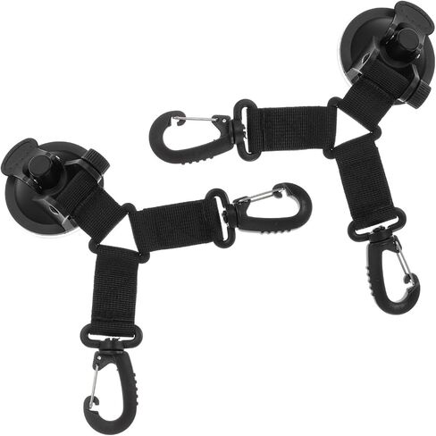 Veemoon Heavy Duty Suction Cup Anchors Black Color Silicone and Plastic Material 2 Pcs with Securing Hooks Easy to Use for Truck and Tarp Outdoor Camping Accessories in Kuwait