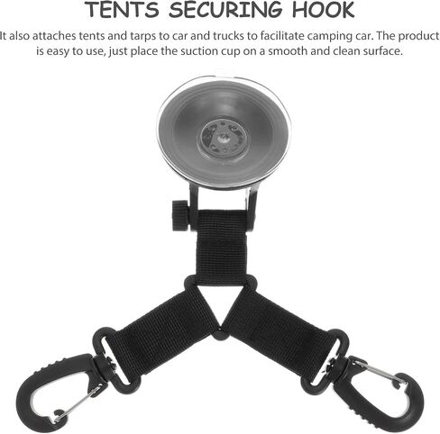 Veemoon Heavy Duty Suction Cup Anchors Black Color Silicone and Plastic Material 2 Pcs with Securing Hooks Easy to Use for Truck and Tarp Outdoor Camping Accessories in Kuwait