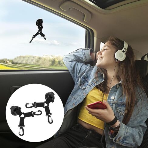 Veemoon Heavy Duty Suction Cup Anchors Black Color Silicone and Plastic Material 2 Pcs with Securing Hooks Easy to Use for Truck and Tarp Outdoor Camping Accessories in Kuwait