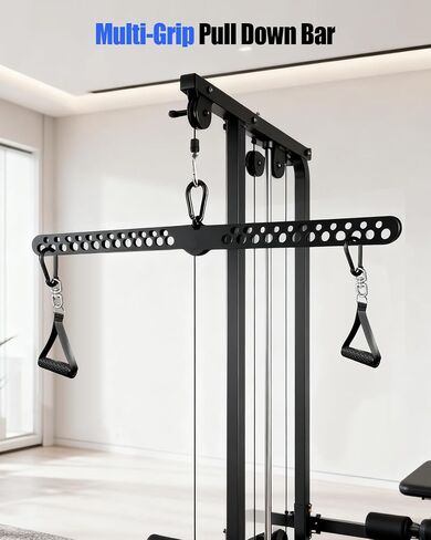 Multi-Grip LAT Pulldown Bar for Home Gym, 2 Extra Handles, Lat Pull Down Attachment with Swivel Bearings & Carabiners for Cable Machine Pulley System, Tricep Pushdown, Back Workout, Strength Training in Kuwait