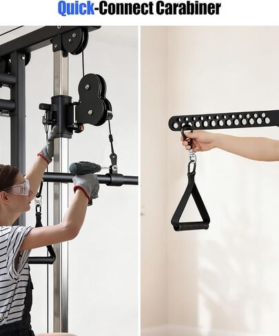 Multi-Grip LAT Pulldown Bar for Home Gym, 2 Extra Handles, Lat Pull Down Attachment with Swivel Bearings & Carabiners for Cable Machine Pulley System, Tricep Pushdown, Back Workout, Strength Training in Kuwait