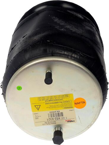 Dayton Parts 452-9321L Air Spring, Rolling Lobe, Steel Piston, 16.93" Static Height, 9" Top Plate Diameter, 10.24" Piston Diameter, Two Stud Top Plate, Four Hole Piston in Kuwait