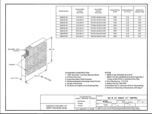 Sterling Seal KP-5251004858x1 Purolator Key Pleat Extended Surface Pleated Air Filter, Mechanical MERV 8, 16" W x 20" H x 1" D in Saudi Arabia