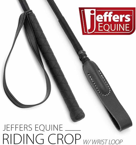 Jeffers Equine Horse Riding Crop for Equestrian Training – Durable Fiberglass Shaft with Leather Slapper & Rubber Grip – Riding Aid for English, Western, Dressage, & Show Riders - Brown 24½" in Kuwait