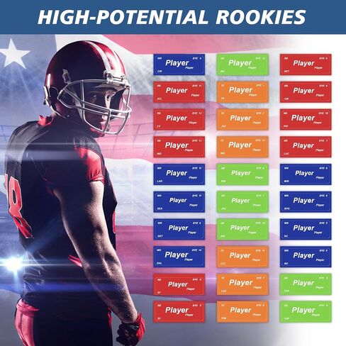 مجموعة JauniQ 2026 Fantasy Football Draft Kit - 5 × 3.3 قدم - ما يصل إلى 14 فريقًا، مع أكثر من 660 ملصقًا محدثًا للاعبين، ملصقات فارغة، 2026-2027 Fantasy Football Draft in Kuwait