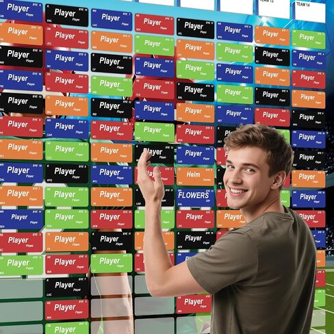 مجموعة JauniQ 2026 Fantasy Football Draft Kit - 5 × 3.3 قدم - ما يصل إلى 14 فريقًا، مع أكثر من 660 ملصقًا محدثًا للاعبين، ملصقات فارغة، 2026-2027 Fantasy Football Draft in Kuwait