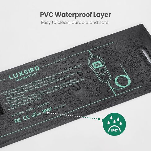 غلاف تسخين LUXBIRD Kombucha مع وحدة تحكم في درجة الحرارة، ومثبت بخطاف وحلقة، IP67 PVC مقاوم للماء، ومراقبة درجة الحرارة في الوقت الحقيقي، للأوعية الزجاجية سعة 1 إلى 2 جالون in Kuwait