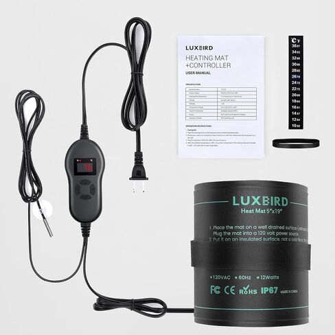 غلاف تسخين LUXBIRD Kombucha مع وحدة تحكم في درجة الحرارة، ومثبت بخطاف وحلقة، IP67 PVC مقاوم للماء، ومراقبة درجة الحرارة في الوقت الحقيقي، للأوعية الزجاجية سعة 1 إلى 2 جالون in Kuwait