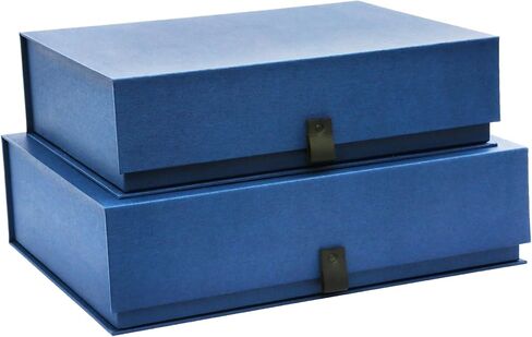 2-Piece Elegant Beige Cream Paper-Linen Textured Photo Storage Box with Leather Tab, Cardboard Keepsake box Set, Photo Storage Box for Memory, Documents, and Mementos, Magnetic, Home Decor in Saudi Arabia