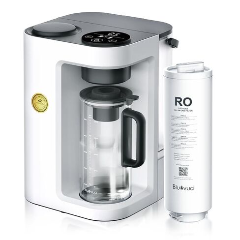 Bluevua RO100ROPOT-Lite Countertop Reverse Osmosis Water Filter System, 3:1 Pure to Drain Ratio, Portable RO Filtration with Remineralization, No Installation, WQA Certified, 7-Stage UV White in Kuwait
