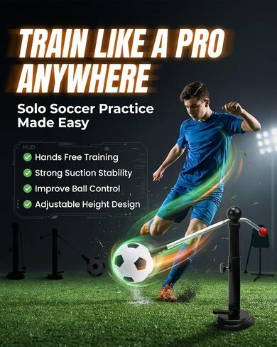 360 Soccer Trainer Solo Practice Equipment Adjustable Waist Belt Elastic Cord Ball Control Dribbling Passing Shooting Touch Training Aid Youth Kids Teens Adults in Kuwait
