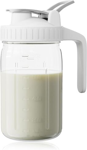 OneDream 64oz Mason Jar Pitcher, Airtight & Leakproof Glass Pitcher with Lid, Perfect for Sun Tea, Iced Tea, Cold Brew and Breastmilk, 2 Quart (1/2 Gallon) Mason Jar with Pour Spout Lid and Handle in Kuwait