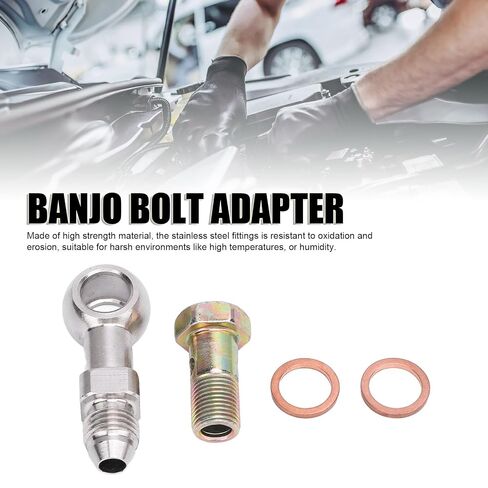 Stainless Steel Banjo Bolts, 4AN to 1/8in NPT Banjo Bolt Screw Crush Washer Kit, Strong Load Bearing Secure Connection Banjo Adapter Connector Kit in Kuwait