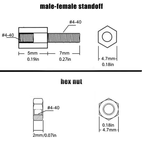 24X نحاس نحاسي #4-40x5+7 M-F ذكر وأنثى أسطوانة سداسية فاصل برغي جاك للوحة الأم VGA DB9 DVI COM Port - (اللون: ذكر-أنثى) in Kuwait