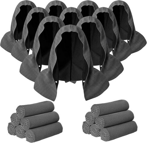 Honoson 20 Pcs12x25 Inch Cooling Hoodie Towel Bulk for Neck and Face 40x12 Inch Quick Dry Sweat Towels Instant Ice Cold Towel for Hot Weather Run Yoga Gym(Light Gray,Light Blue) in Kuwait