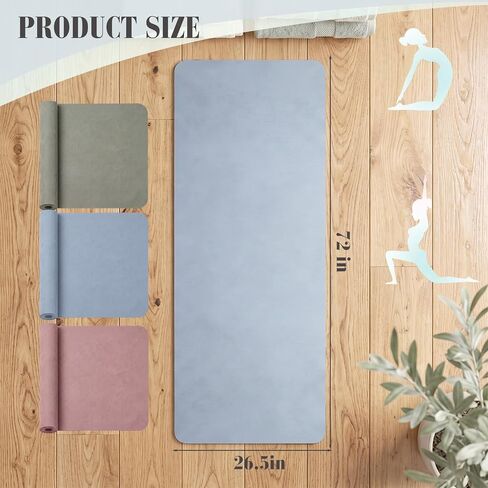 Breling 3 Pack Suede Yoga Towels 26"x73" Non-Slip Hot Yoga Towel Mats with Highly Absorbent Soft Suede Microfiber Rapid Dry for Bikram Pilates Home Workout Women Pink Lotus Bean Green Light Blue in Kuwait