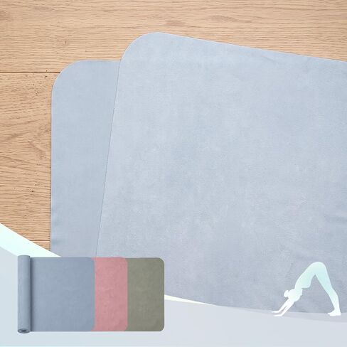 Breling 3 Pack Suede Yoga Towels 26"x73" Non-Slip Hot Yoga Towel Mats with Highly Absorbent Soft Suede Microfiber Rapid Dry for Bikram Pilates Home Workout Women Pink Lotus Bean Green Light Blue in Kuwait
