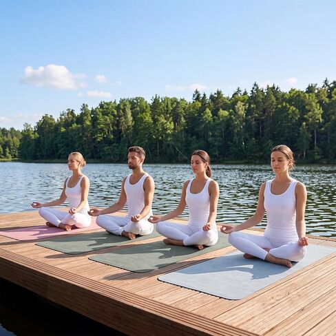 Breling 3 Pack Suede Yoga Towels 26"x73" Non-Slip Hot Yoga Towel Mats with Highly Absorbent Soft Suede Microfiber Rapid Dry for Bikram Pilates Home Workout Women Pink Lotus Bean Green Light Blue in Kuwait