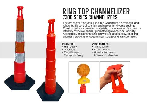 Eastern Metal 42" Stackable Ring TOP Traffic CHANNELIZER Cones W/10 lb Base (Set of 3-Includes (3) Non-SHEETED CHANNELIZERS, (3) 10 lb Bases) in Kuwait