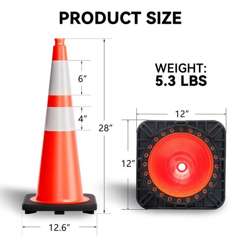 STARSIGNS Traffic Cones 28 Inch - Commercial Construction Cones for Road Safety Orange Parking Cones with Heavy Duty Base & Reflective Strips for Driveways & Event Control (8 Pack) in Kuwait