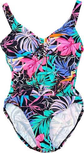 Aqua Green Women's UPF 50 Cinch-Front One Piece Swimsuit - in Saudi Arabia