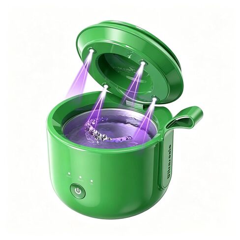 DOLALA Ultrasonic Retainer Cleaner Machine, 48kHz Dental ultrasonic Cleaner, Portable Ultrasonic Retainer Cleaner Machine for Aligners, Dentures, Mouth Guards, Braces, Night Guards & Jewelry (Green) in Kuwait