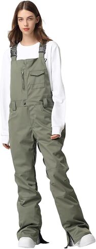 Womens Ski Pants Waterproof Ski Bibs Women Insulated Snow Bibs Adjustable Overalls Ripstop Snowboard Pant(Armygreen,M) in Kuwait