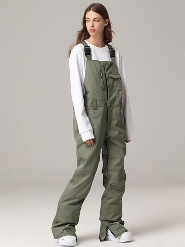 Womens Ski Pants Waterproof Ski Bibs Women Insulated Snow Bibs Adjustable Overalls Ripstop Snowboard Pant(Armygreen,M) in Kuwait