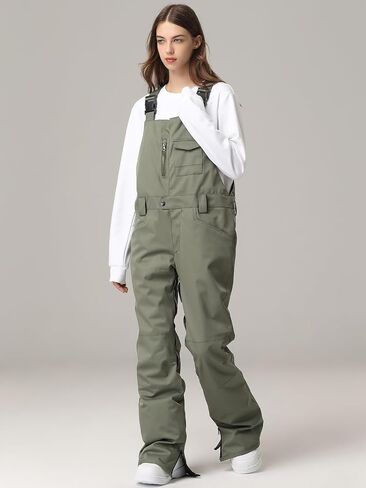Womens Ski Pants Waterproof Ski Bibs Women Insulated Snow Bibs Adjustable Overalls Ripstop Snowboard Pant(Armygreen,M) in Kuwait