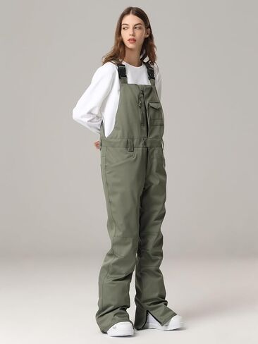 Womens Ski Pants Waterproof Ski Bibs Women Insulated Snow Bibs Adjustable Overalls Ripstop Snowboard Pant(Armygreen,M) in Kuwait