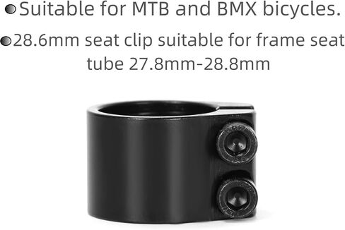 1Pcs Black Aluminum Alloy Bike Seat Clamps 28.6mm Suitable For Fixing MTB/BMX Bicycle Seat Bars in Kuwait