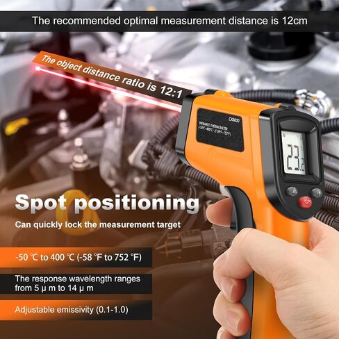 Laser Temperature Gun, Non-Contact Digital Infrared Thermometer, Adjustable Emissivity, -58℉~752℉ Precision Temperature Tester Handheld for Grill, Meat, Food, Candy, Automotive, HVAC Tools in Kuwait