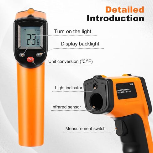 Laser Temperature Gun, Non-Contact Digital Infrared Thermometer, Adjustable Emissivity, -58℉~752℉ Precision Temperature Tester Handheld for Grill, Meat, Food, Candy, Automotive, HVAC Tools in Kuwait