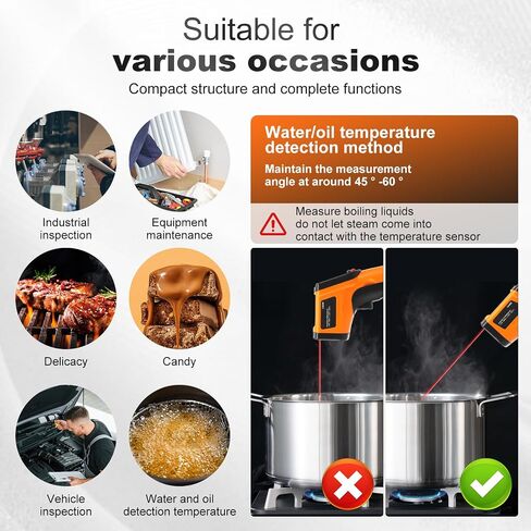 Laser Temperature Gun, Non-Contact Digital Infrared Thermometer, Adjustable Emissivity, -58℉~752℉ Precision Temperature Tester Handheld for Grill, Meat, Food, Candy, Automotive, HVAC Tools in Kuwait