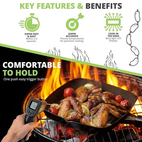 Oliver's Kitchen® Infrared Thermometer - User-Friendly - Measure Temperature with Precision - Perfect for Pizza Ovens - Ergonomic Grip - Batteries Included in Kuwait